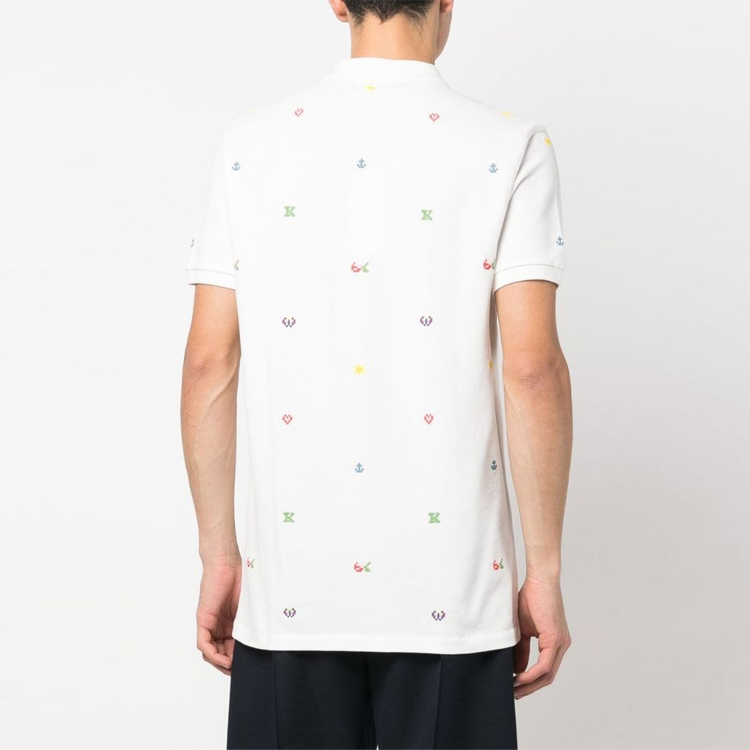 Shop KENZO Pixel Flower Embroidery Polo Shirt White  Pixel Style Collection FD55PO0054PU-02