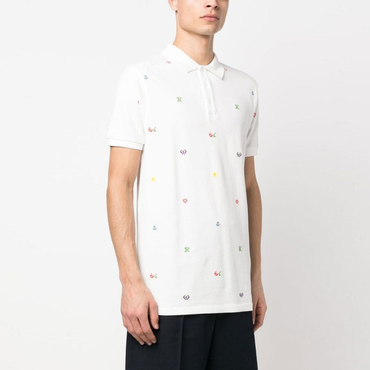 Purchase KENZO Pixel Flower Embroidery Polo Shirt White  Pixel Style Collection FD55PO0054PU-02