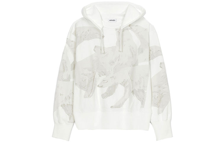 KENZO Polar Bear Print Pullover Hoodie White FB65SW5414MO-02