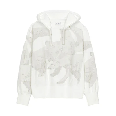 KENZO Polar Bear Print Pullover Hoodie White FB65SW5414MO-02