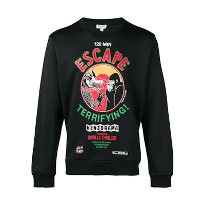 KENZO Printed Crewneck Long Sleeve Sweatshirt Unisex Black F865SW1944MA-99