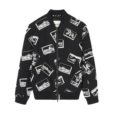 KENZO Printed Zip-Up Jacket Gray F765BL1021OE-99