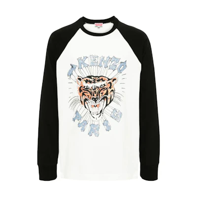 KENZO Raglan Long-Sleeve Tee with Tiger Print - Multicolor FE55TS1424SI-99J