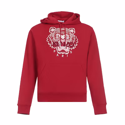 KENZO Red Cotton Hoodie with Tiger Embroidery FA65SW3104XA-22