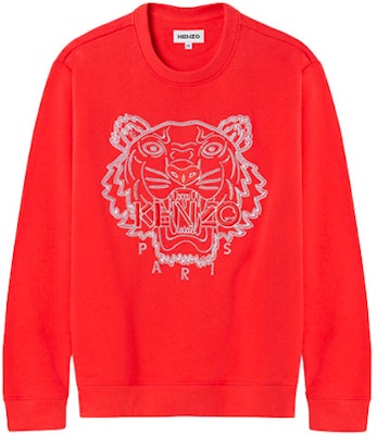 KENZO Red Crewneck Pullover with Tiger Embroidery FB55SW1204MN-21 Order KENZO Red Crewneck Pullover with Tiger Embroidery FB55SW1204MN-21