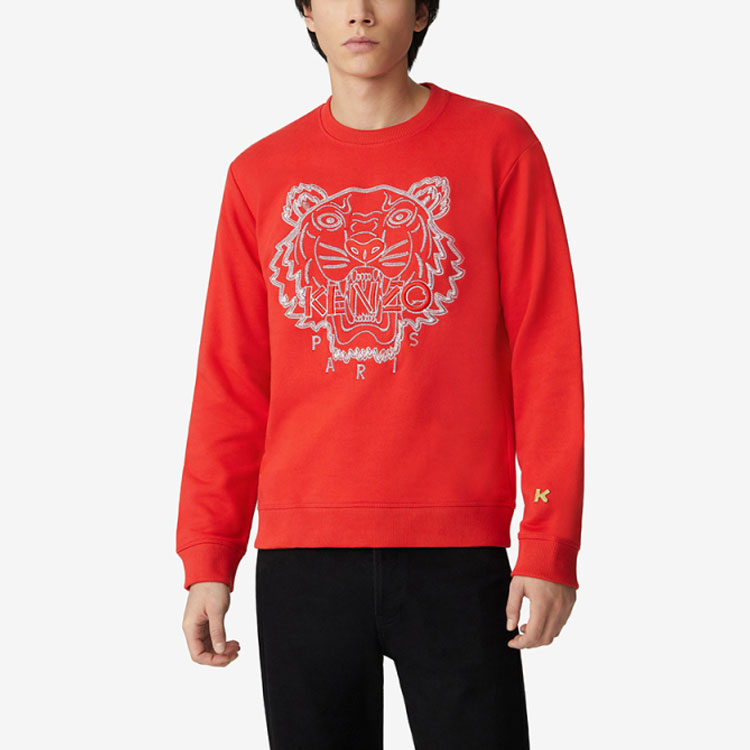 Lookbook KENZO Red Crewneck Pullover with Tiger Embroidery FB55SW1204MN-21