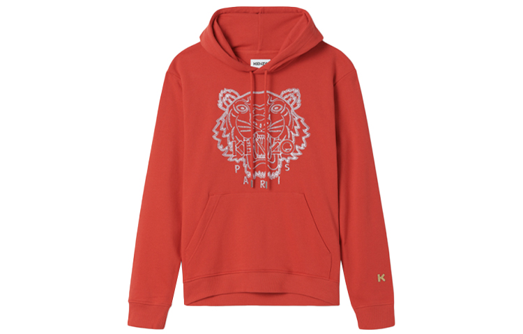 KENZO Red Embroidered Tiger Hoodie FB55SW3304MM-21