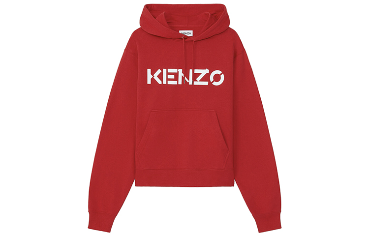 KENZO Red Hoodie with Logo Lettering Print FA65SW3004MD-22