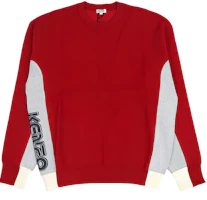 KENZO Red Striped Patchwork Letter Logo Knit Long Sleeve Top FA55PU5133BB-21 KENZO Red Striped Patchwork Letter Logo Knit Long Sleeve Top FA55PU5133BB-21