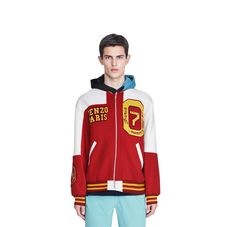 Kenzo Red V-Neck Zip-Up Jacket with Multicolor Numeric Print FD65BL1409OH-22 圖 5
