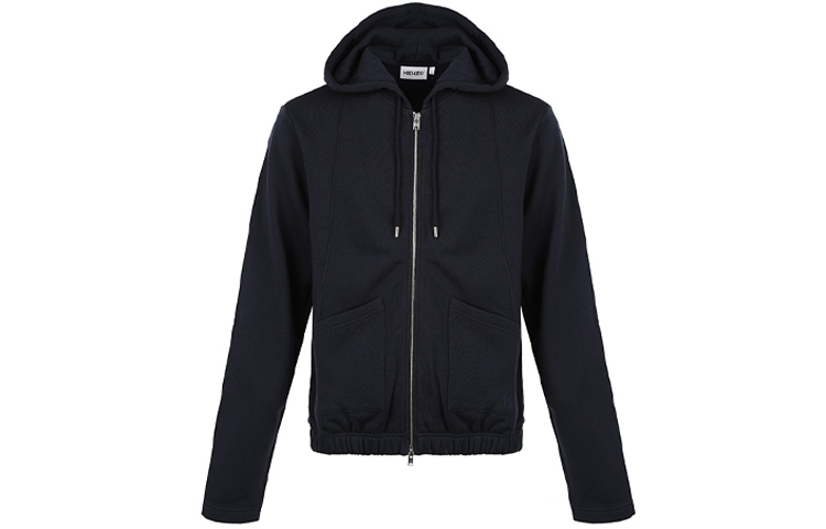 KENZO Relaxed Fit Cotton Letter Hoodie Jacket - Navy Blue FB65BL7704MO-79