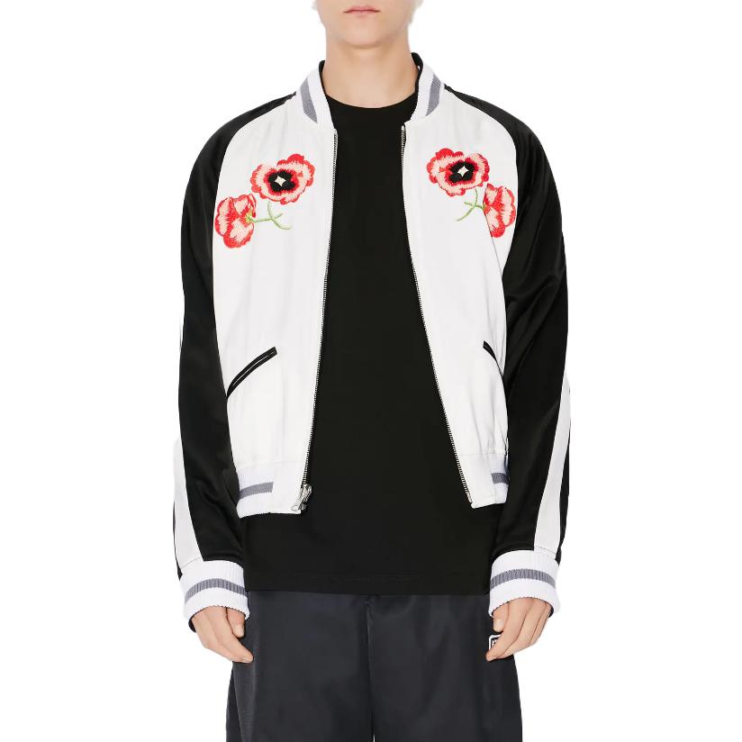 Shop KENZO Reversible Black Jacket with Animal Embroidery and Colorblock Logo Design. FE58BL1359DM-99