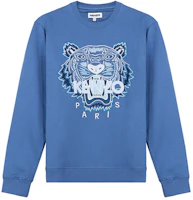 KENZO Sapphire Blue Tiger Embroidered Crewneck Sweatshirt FB65SW1234XA-72 KENZO Sapphire Blue Tiger Embroidered Crewneck Sweatshirt FB65SW1234XA-72