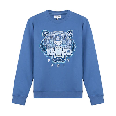 KENZO Sapphire Blue Tiger Embroidered Crewneck Sweatshirt FB65SW1234XA-72