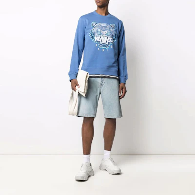 KENZO 藍寶石藍虎頭刺繡圓領衛衣 FB65SW1234XA-72 Shop KENZO 藍寶石藍虎頭刺繡圓領衛衣 FB65SW1234XA-72