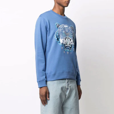 KENZO 藍寶石藍虎頭刺繡圓領衛衣 FB65SW1234XA-72 Purchase KENZO 藍寶石藍虎頭刺繡圓領衛衣 FB65SW1234XA-72