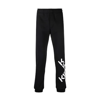 KENZO Slim Fit Mid-Rise Sweatpants Black with Cross Logo Design. FB65PA7174MS-99