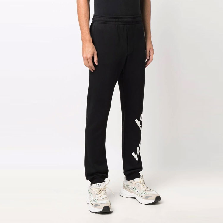 Details for KENZO 細身中腰休閒長褲 黑色十字標誌設計運動褲 FB65PA7174MS-99