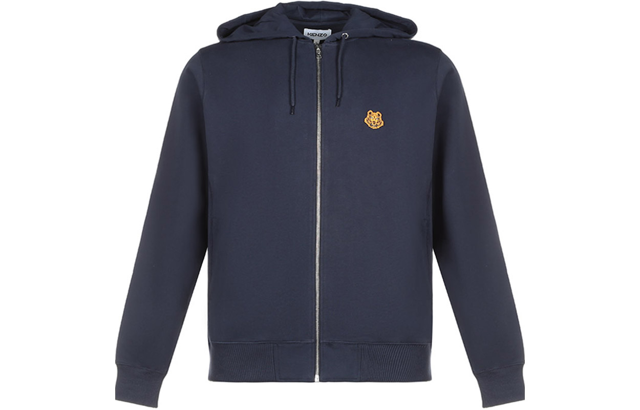 KENZO Small Tiger Logo Zip Hoodie Jacket - Dark Blue FA65BL7214MD-76