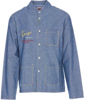 KENZO Solid Color Button-Up Long Sleeve Shirt Blue FD65DC4156X1-DM KENZO Solid Color Button-Up Long Sleeve Shirt Blue FD65DC4156X1-DM