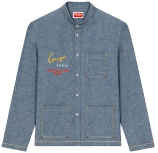 KENZO 無地 ボタンアップ 長袖シャツ ブルー FD65DC4156X1-DM Order KENZO 無地 ボタンアップ 長袖シャツ ブルー FD65DC4156X1-DM