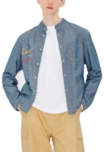 KENZO 無地 ボタンアップ 長袖シャツ ブルー FD65DC4156X1-DM Shop KENZO 無地 ボタンアップ 長袖シャツ ブルー FD65DC4156X1-DM