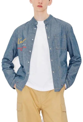 KENZO Kemeja Lengan Panjang Warna Biru Solid Butang Depan FD65DC4156X1-DM Shop KENZO Kemeja Lengan Panjang Warna Biru Solid Butang Depan FD65DC4156X1-DM