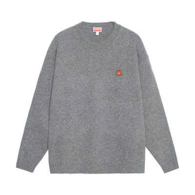 KENZO Solid Color Crewneck Long Sleeve Sweater Men’s Grey FD65PU4193LC-94