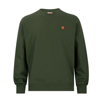 KENZO Solid Color Logo Embroidered Green Sweatshirt Long Sleeve FE65SW2234MF-51