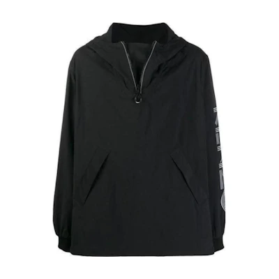 KENZO Solid Color Logo Hoodie Jacket Black FA55BL1