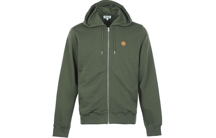 KENZO Solid Color Zip-Up Hoodie Dark Green FB55BL7214ML-51