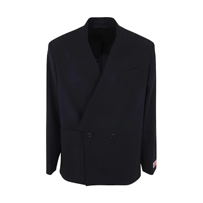 KENZO Solid Double-Breasted Long Sleeve Jacket Navy Blue FD65VE1309GE-77
