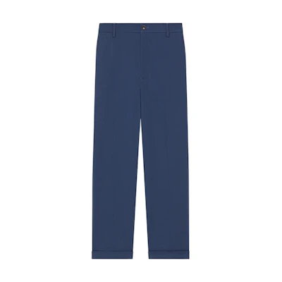 KENZO Solid High-Waisted Straight-Leg Casual Pants Midnight Blue FD65PA2059CA-77