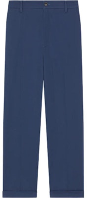 KENZO Solid High-Waisted Straight-Leg Casual Pants Midnight Blue FD65PA2059CA-77 Order KENZO Solid High-Waisted Straight-Leg Casual Pants Midnight Blue FD65PA2059CA-77