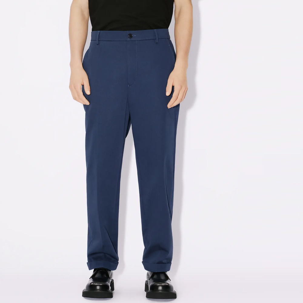 Purchase KENZO Solid High-Waisted Straight-Leg Casual Pants Midnight Blue FD65PA2059CA-77