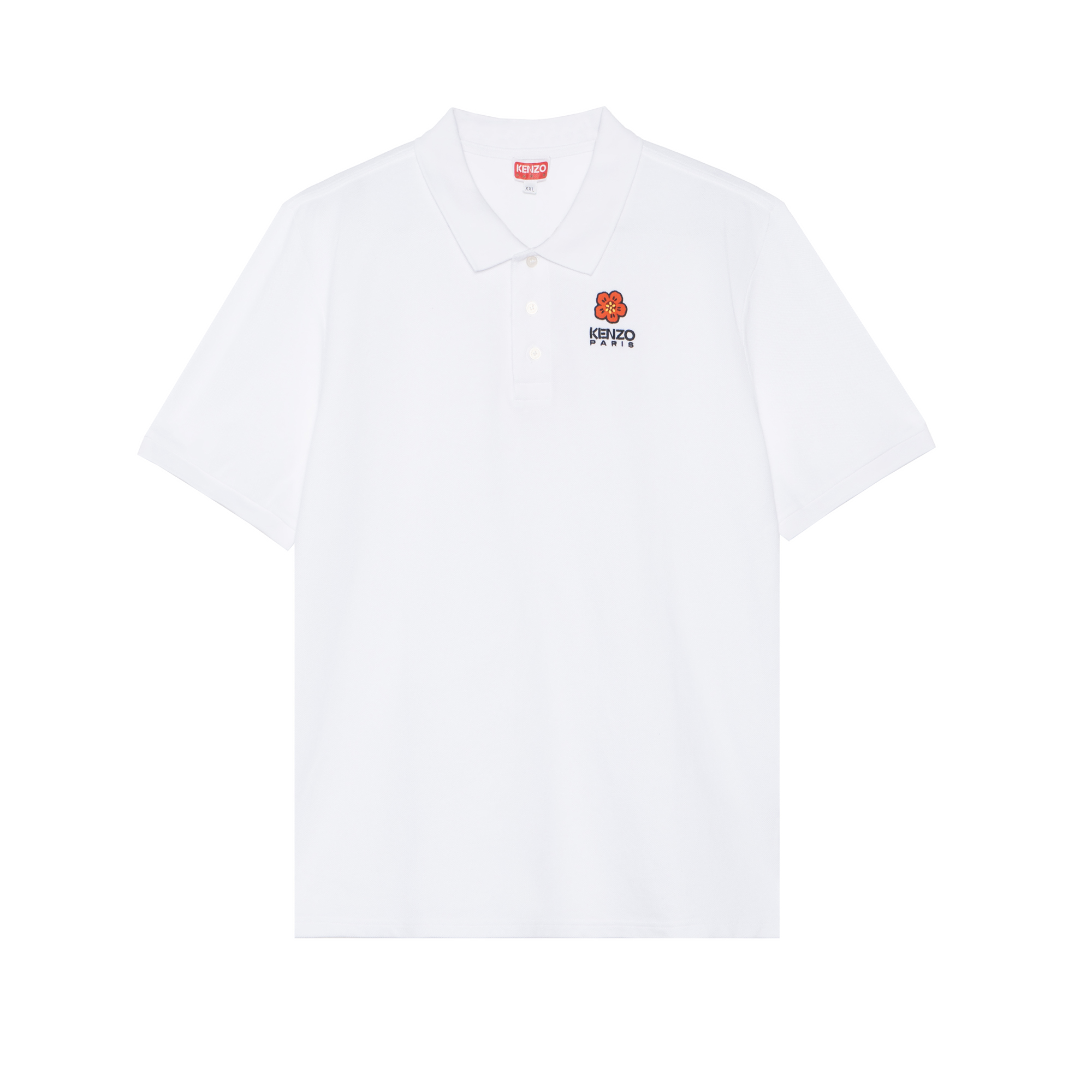 KENZO Solid Logo Printed Short Sleeve Casual Polo Shirt  White FE55PO5364PU-01