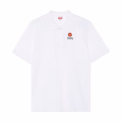 KENZO Solid Logo Printed Short Sleeve Casual Polo Shirt White FE55PO5364PU-01