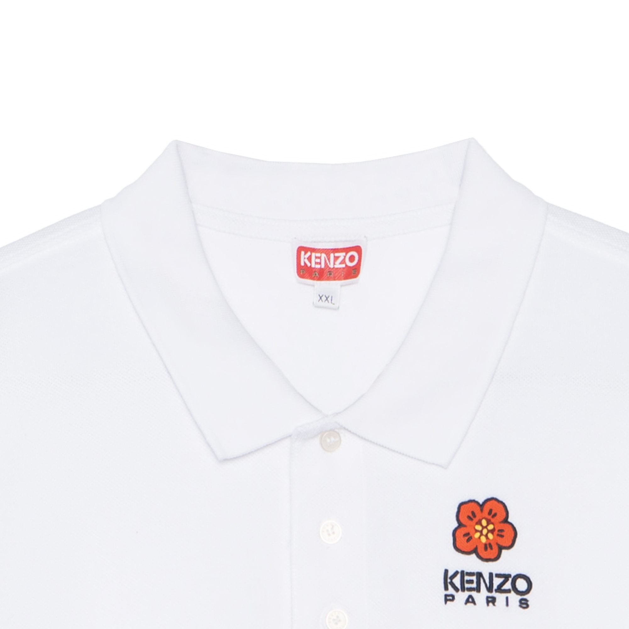 Sizing KENZO Polo Casual Blanco de Manga Corta con Logo Sólido Impreso FE55PO5364PU-01