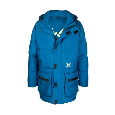 KENZO Solid Logo Printed Zip Slim Fit Down Jacket Men’s Blue Long Sleeve FB65OU5501NO-78