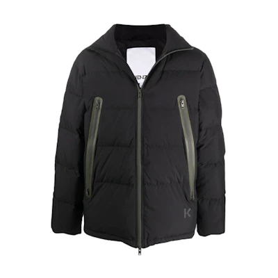 KENZO Solid Stand Collar Slim Fit Puffer Jacket Men’s Black FB65OU1271NI-99