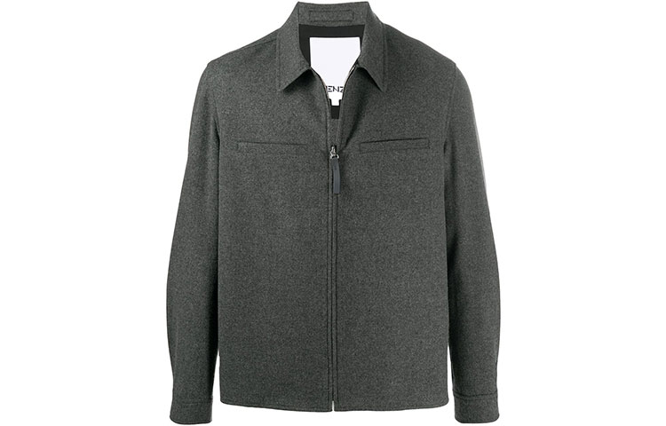 KENZO Solid Zip-Up Jacket Long Sleeve - Gray FA65VE0261RA-97