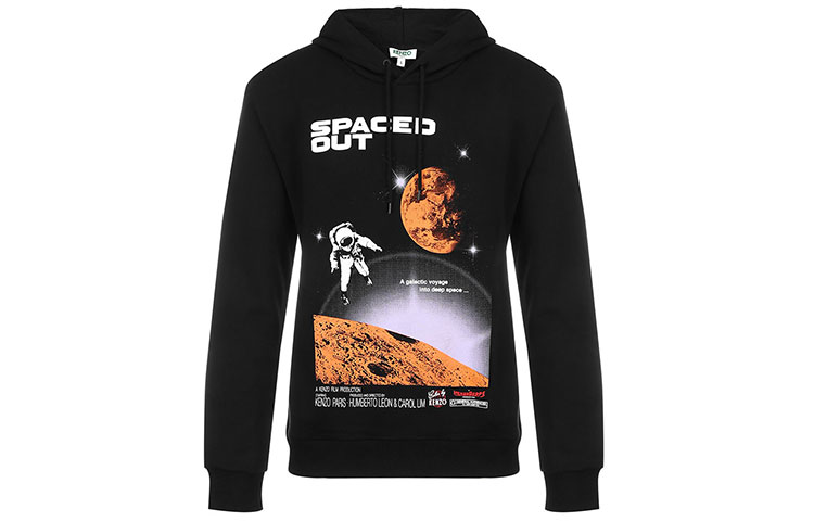 KENZO Space Letter Print Pullover Hoodie Black () F865SW4054MD-99