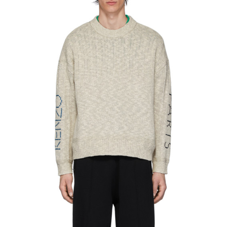 Sizing KENZO SS20 Baju Knit Lengan Panjang Leher Bulat Longgar Beige FA55PU5123LE-02