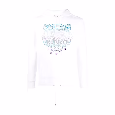 KENZO SS20 White Tiger Embroidered Hoodie Long Sleeve Sweatshirt F965SW4444X7-01