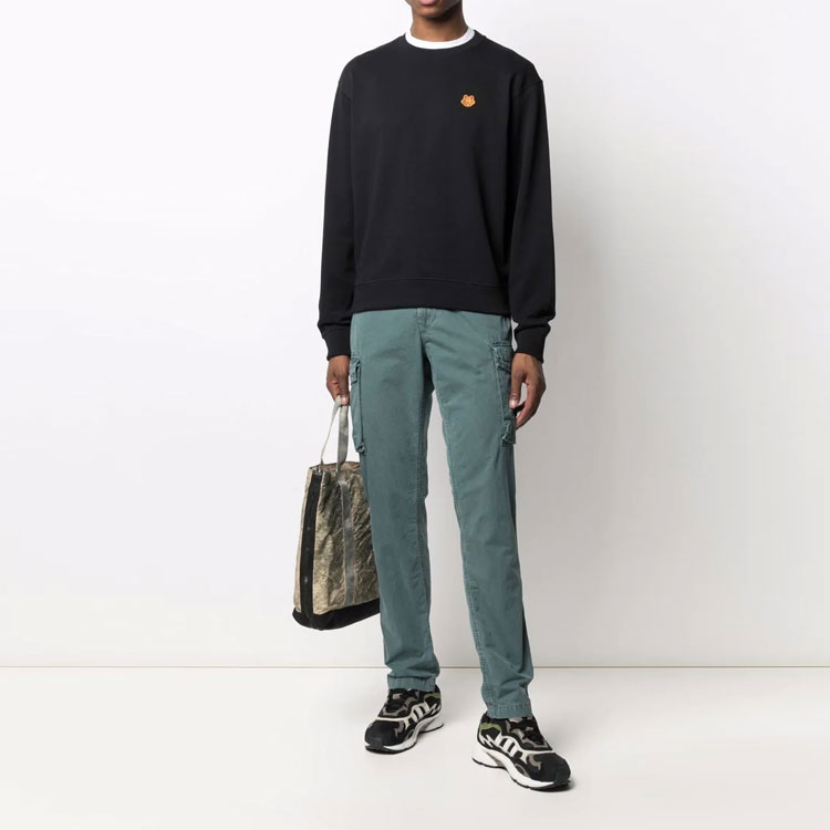 Kenzo SS21 Badge Pullover Crewneck Sweatshirt Black Mens FB65SW0064ML-99 圖 4