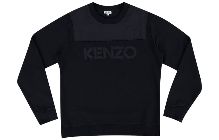 KENZO SS21 Black Cotton Pullover Sweatshirt with Printed Logo 5SW1904MC-99