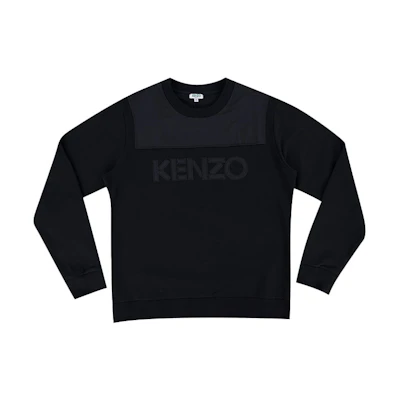 KENZO SS21 Black Cotton Pullover Sweatshirt with Printed Logo 5SW1904MC-99