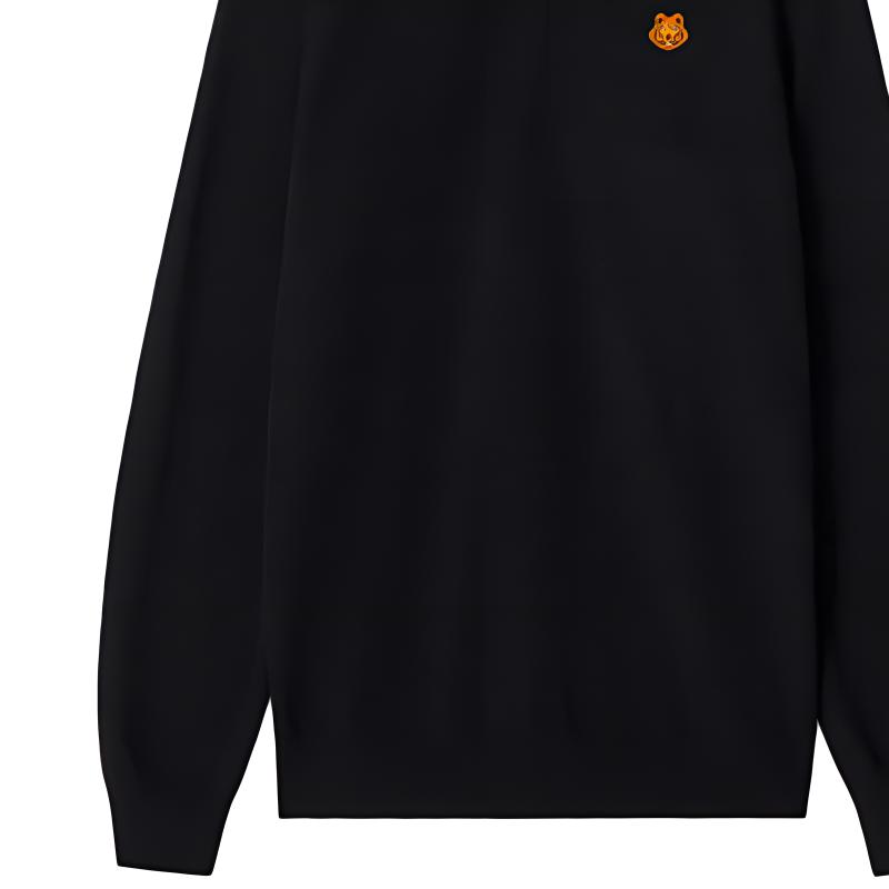 Sizing KENZO SS21 Baju Hitam Pullover Rajut dengan Rekaan Kepala Harimau Kecil. FB55PU5803TB-99