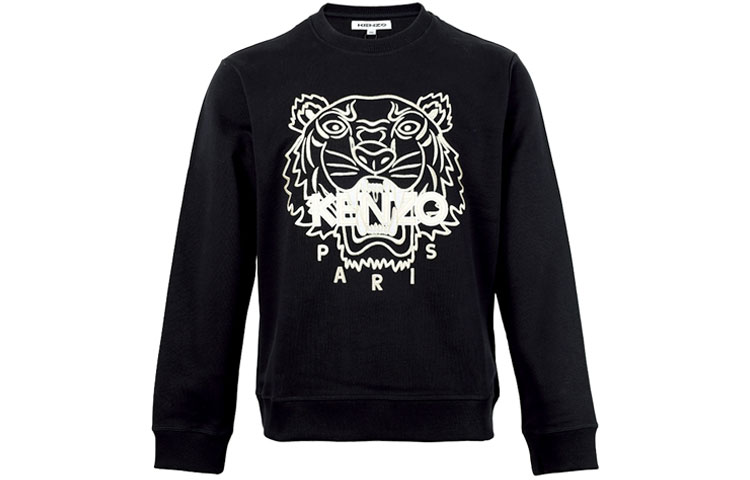 KENZO SS21 Black Tiger Embroidered Crewneck Long Sleeve Sweatshirt MS085SW1204MP-99