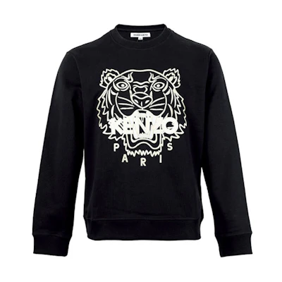 KENZO SS21 Black Tiger Embroidered Crewneck Long Sleeve Sweatshirt MS085SW1204MP-99